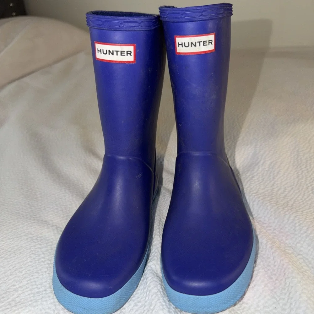 Hunter Wellington Boots BLUE Kids Boy Girl 13.5-1 Wellies EU 32 UK13